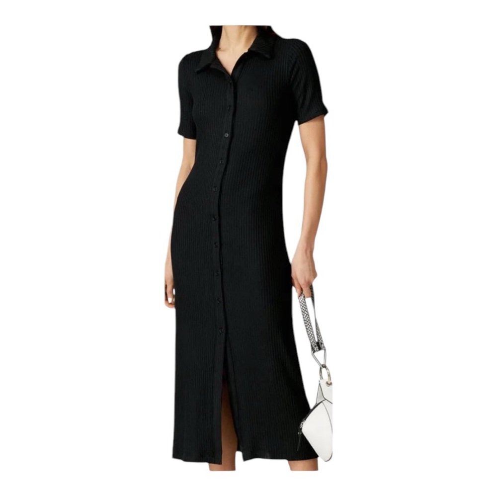 Reformation Knit Polo Dress Black